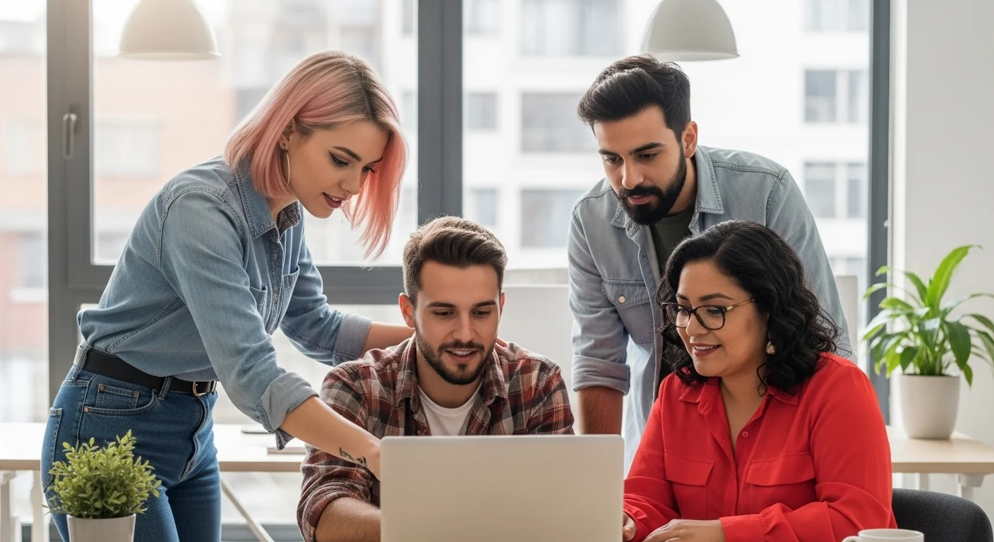 Equipo de una empresa colaborando en una oficina